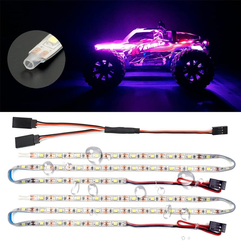 elechawk Waterproof LED Light Strips for RC Cars Trucks Airplanes Boats Drones Fixed Wing AR Wing Model Underglow Light (Pink) - Image 1