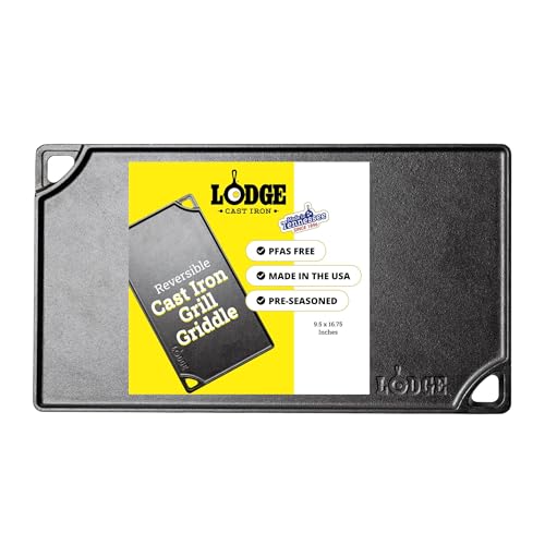Lodge LDP3 Double Play Reversible Grill/Griddle, (Black, 9.5" x 16.75") - Image 1