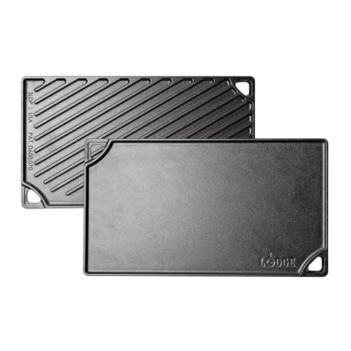 Lodge LDP3 Double Play Reversible Grill/Griddle, (Black, 9.5" x 16.75") - Image 2