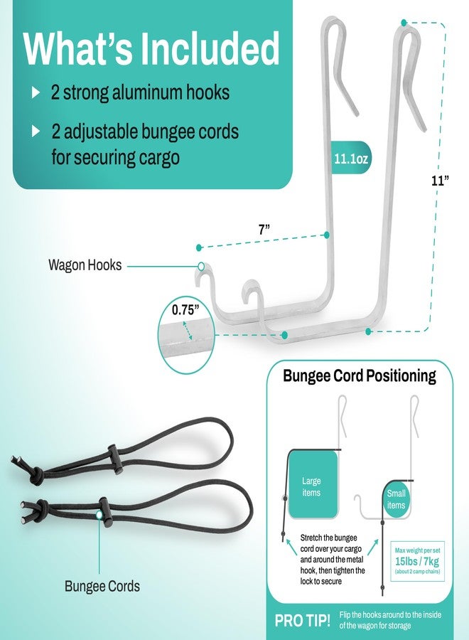 Kalinar Extra Large Wagon Hooks for Camp Chairs and Umbrellas – Heavy Duty Wagon Accessories for Beach Trips, Camping, Sports Events, Travel, and Stroller Wagons (2 Pack) - Image 3