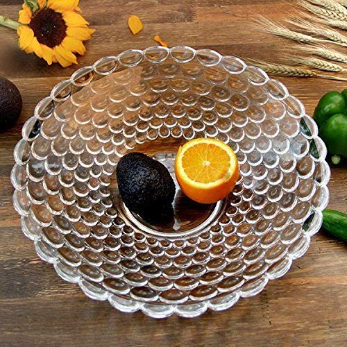 BRUSHFINCH Clear Bubble Round Glass ice Cream Bowl Dish Pudding Dessert Footed Bowl Set Fruit Salad Chocolate Plate for bar Table Party Home Restaurant Dinnerware Serving Plate1 PCS - Image 1