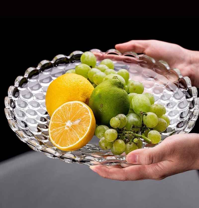 BRUSHFINCH Clear Bubble Round Glass ice Cream Bowl Dish Pudding Dessert Footed Bowl Set Fruit Salad Chocolate Plate for bar Table Party Home Restaurant Dinnerware Serving Plate1 PCS - Image 2