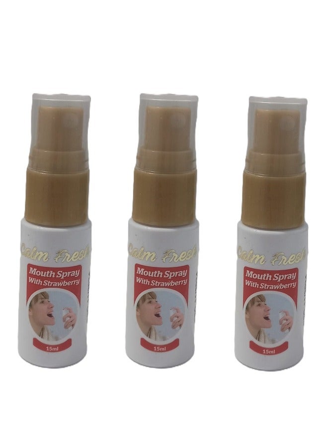 فريش ثلاث قطع بخاخ فم كالم فريش بنكهة الفراولة 15 مل - Image 1