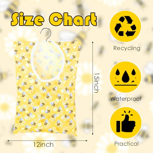 YLOLUL Bee Honeycomb Clothespin Holder 2 Pcs Bee Clothes Pin Bags 15 X 11 Inch Clothes Hanging Bag for Laundry Room Outdoor Use - Image 3