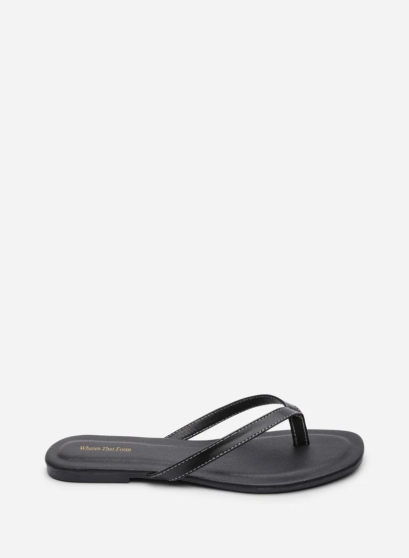 من أين هذه Arrow Black Flip Flop Sandal With Contrast Stitch Detail