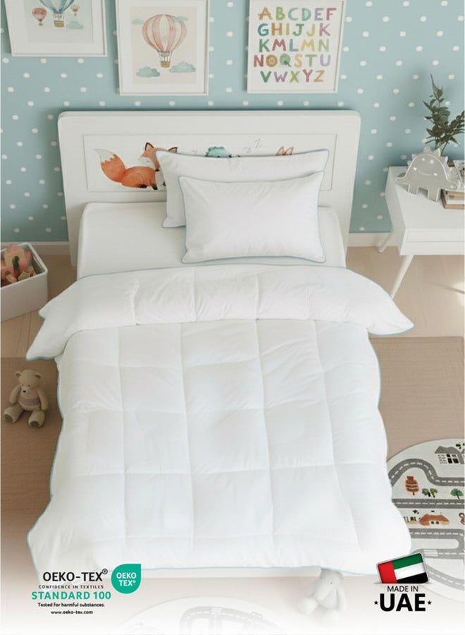 Cotton Home Downproof Cotton Baby Duvet  125x110cm White with Blue Cord for Ultimate Support - Image 4