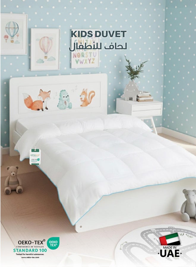 Cotton Home Downproof Cotton Baby Duvet  125x110cm White with Blue Cord for Ultimate Support - Image 1