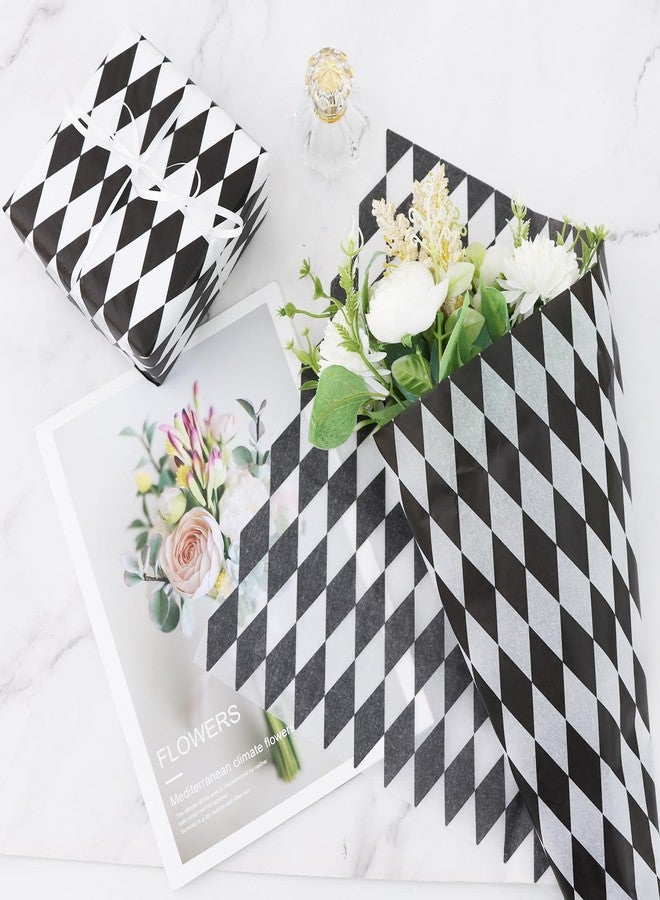 BEISHIDA Black and White Diamond Tissue Paper Bulk,Holiday Wrapping Tissue Paper for Gift Bags, 14 x 20 Inch Gift Wrap for Birthday Graduation Wedding DIY Crafts-50 Sheets - Image 2