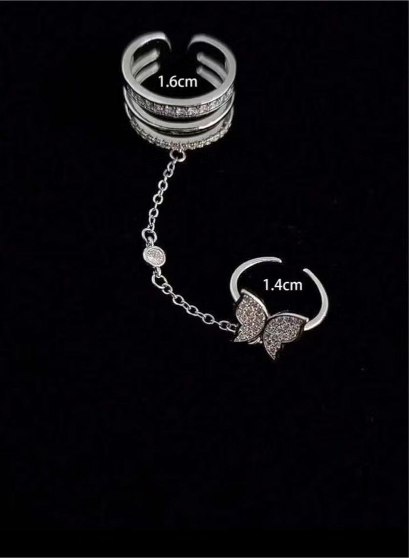 Women's Ring with Modern Design Elegant and New Chain Link Ring Silver Color - Image 3