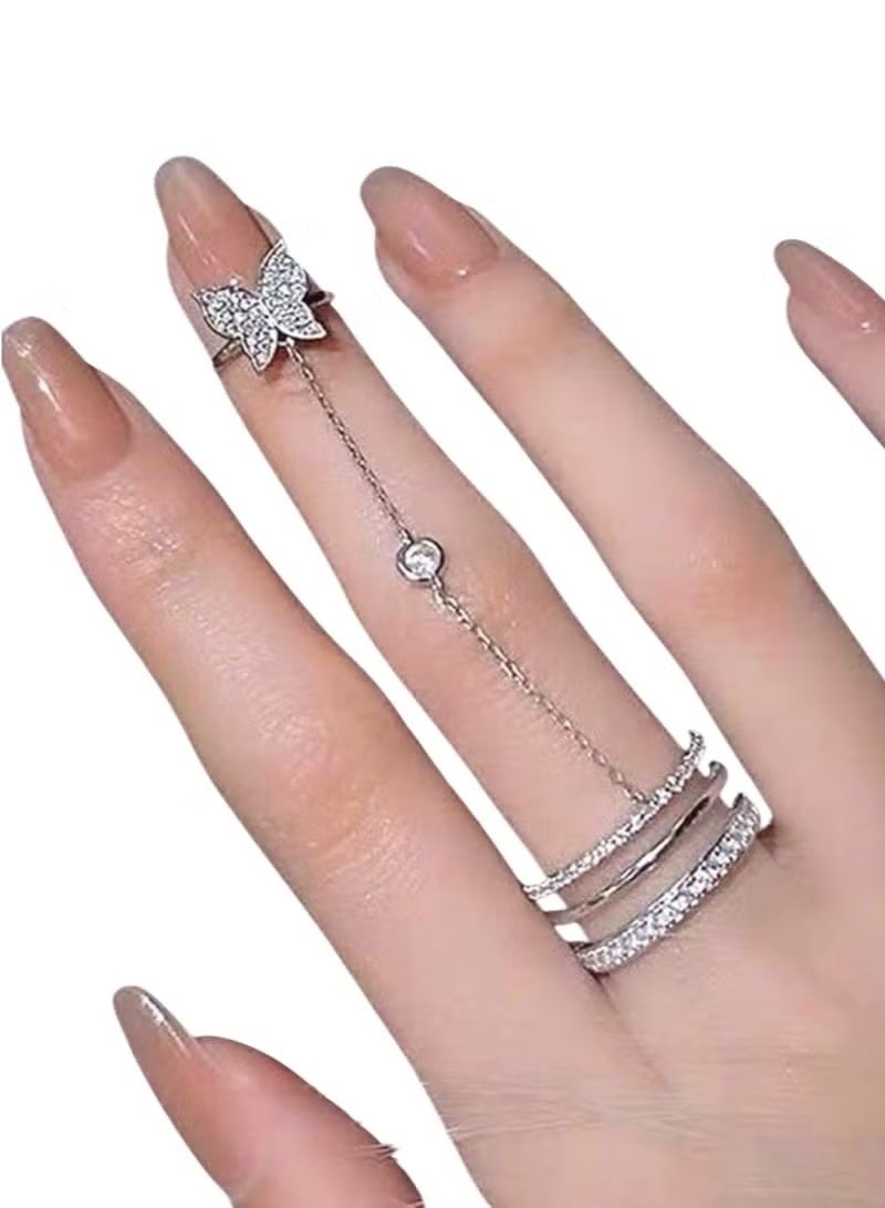 Women's Ring with Modern Design Elegant and New Chain Link Ring Silver Color - Image 1