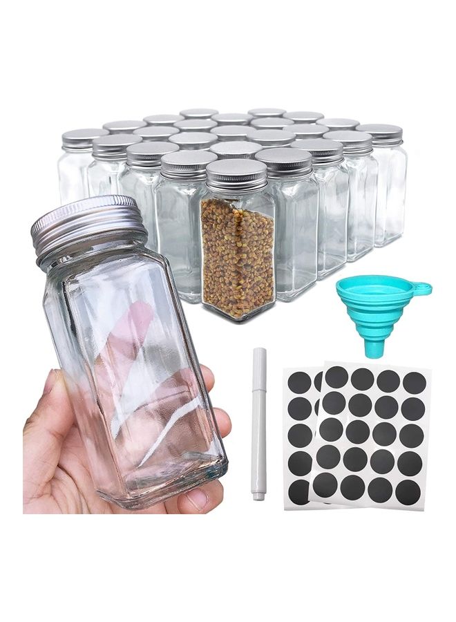 NIBEMINENT 24-Piece Glass Spice Jar Set Multicolour 4ounce - Image 1