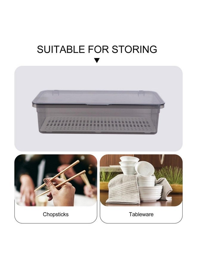 Cabilock 2pcs Flatware Tray with Lid, Kitchen Cutlery Tray and Utensil Drawer Organizer, Silverware Countertop Storage Container with Cover 11x5.1x2.7 inch (Black) - Image 5