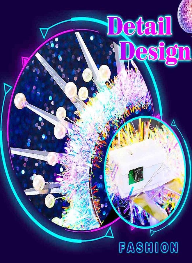 Zoestar Light Up Pearl Crown Headband LED Halo Headbands Glow Party Hair Accessories for Women - Image 5
