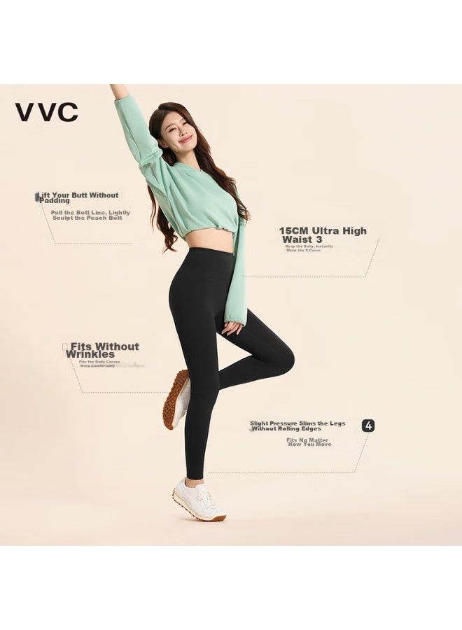 Vvc Shark Pants Women's High Waist Tummy Control Lifting Leggings Yoga Pants Obsidian Black L - Image 5