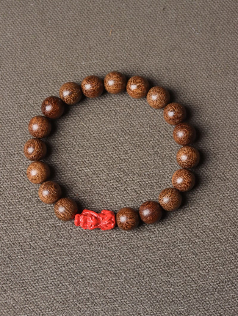 سوار خشب الصندل الذهبي خرز DIY رجعي للجنسين خيط يدوي خرز صلاة للتأمل