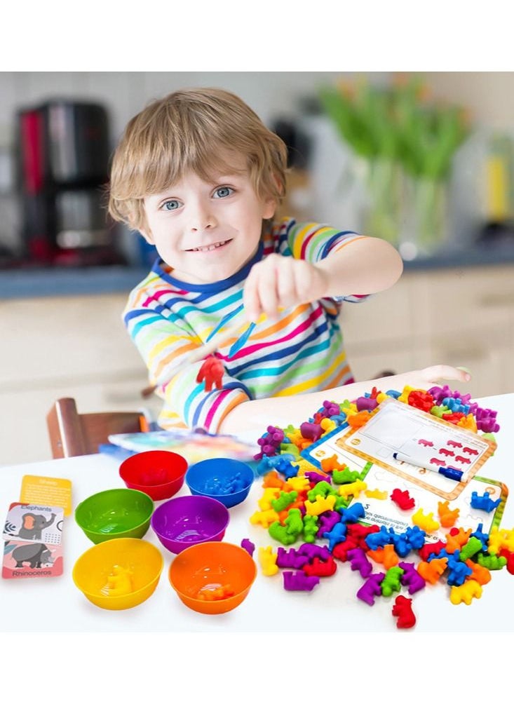 Joshberg Counting Animals Toys Matching Game for Kids with Sorting Bowls Preschool Learning Educational Activities Toys Color Classification and Sensory Game Set Toddler Montessori Toys（Animals）  - Image 4