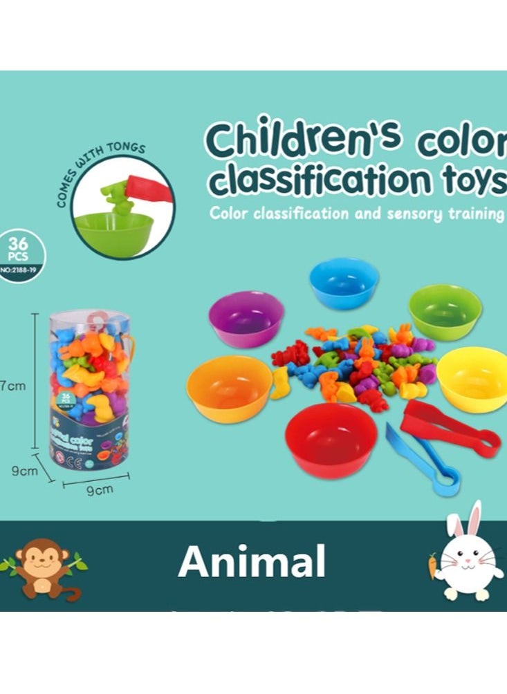 Joshberg Counting Animals Toys Matching Game for Kids with Sorting Bowls Preschool Learning Educational Activities Toys Color Classification and Sensory Game Set Toddler Montessori Toys（Animals）  - Image 2