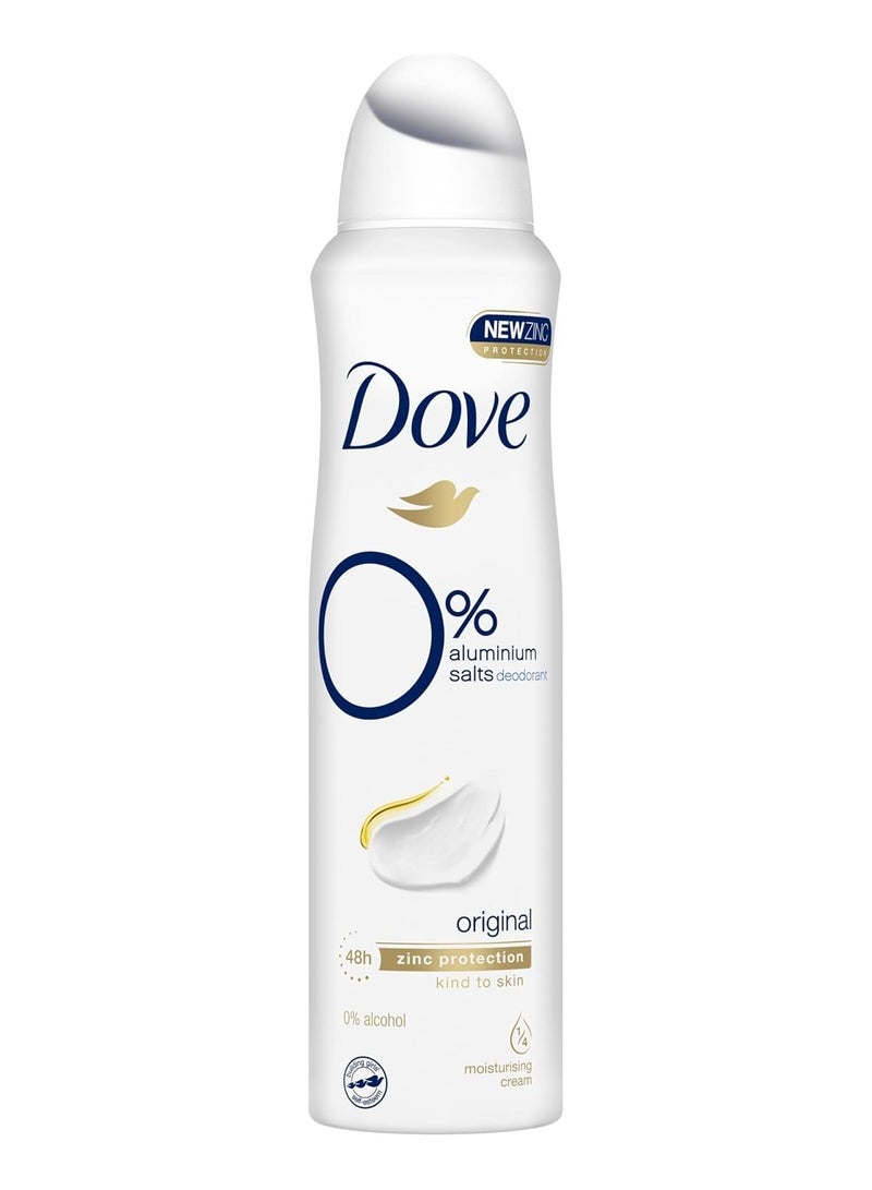 بخاخ مزيل العرق دوف للنساء، حماية تدوم 48 ساعة، أصلي، خالٍ من الألومنيوم، مع ربع كريم مرطب، 150 مل