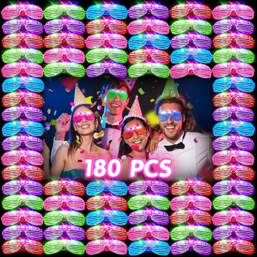 HONLYNE 180 PCS Light Up Glasses Glow In The Dark Party Supplies LED Glasses Neon Flashing Glasses Bulk for Kids and Adults Glow Glasses for Glow Party Wedding Birthday Halloween Rave Carnival - Image 1