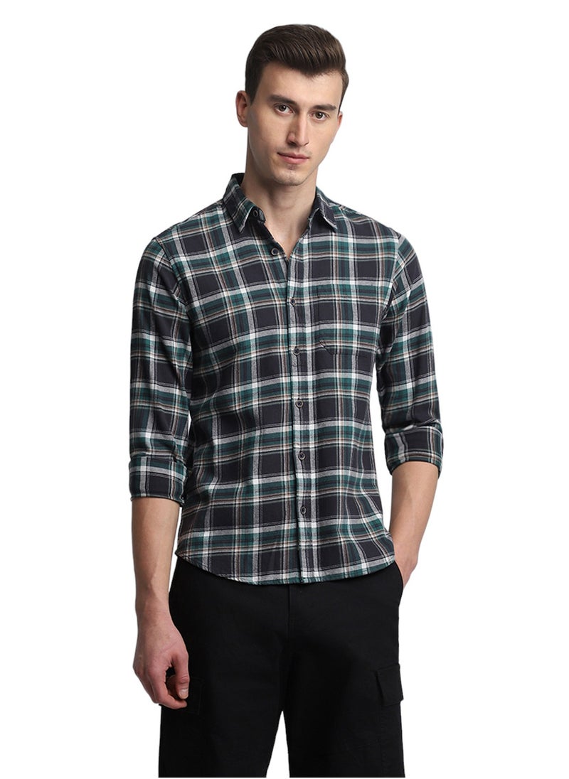 Dennis Lingo Green Casual Shirt for Men - Slim Fit, Cotton  - Image 1