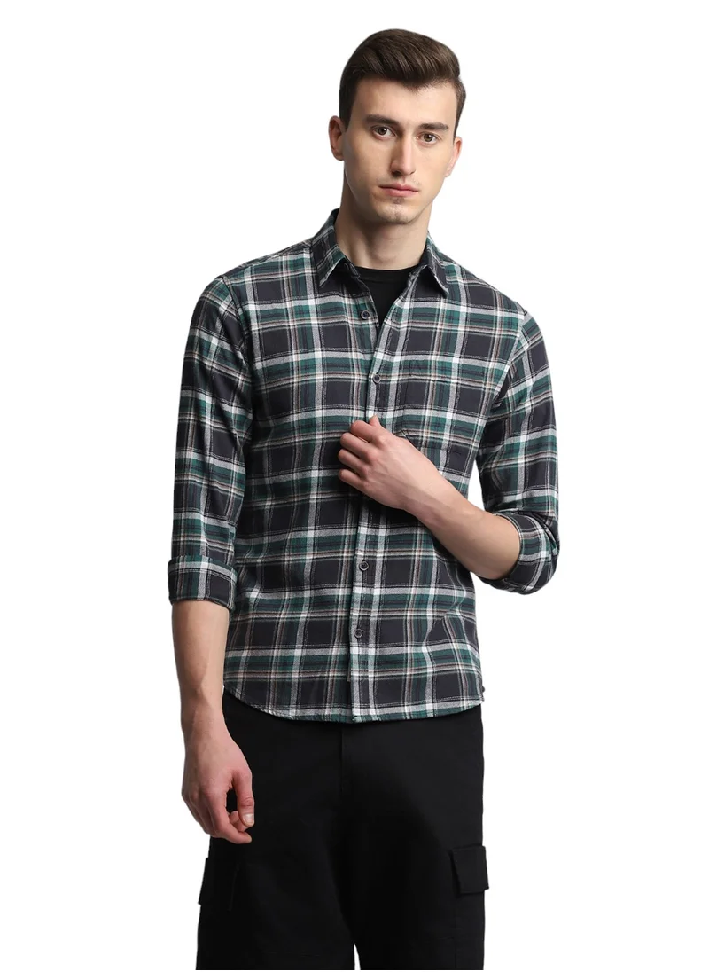 Dennis Lingo Green Casual Shirt for Men - Slim Fit, Cotton