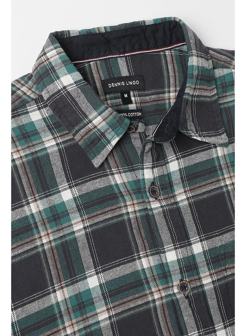 Dennis Lingo Green Casual Shirt for Men - Slim Fit, Cotton