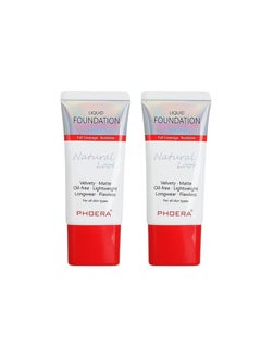 Phoera Liquid Foundation Natural Look 30ML 101 Porcelain 2 Pack  - Image 1