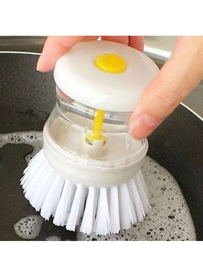 SHOPEE Branded Dish/Washbasin Plastic Cleaning Brush With Liquid Soap Dispenser, Multicolour (Pack Of 3) - Image 3