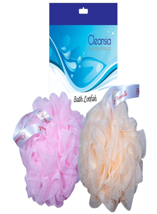 Cleansia Pack of 2 Bath Loofah Sponge Scrubber Exfoliator for High Lather Cleansing (Light Pink & Peach) - Image 1