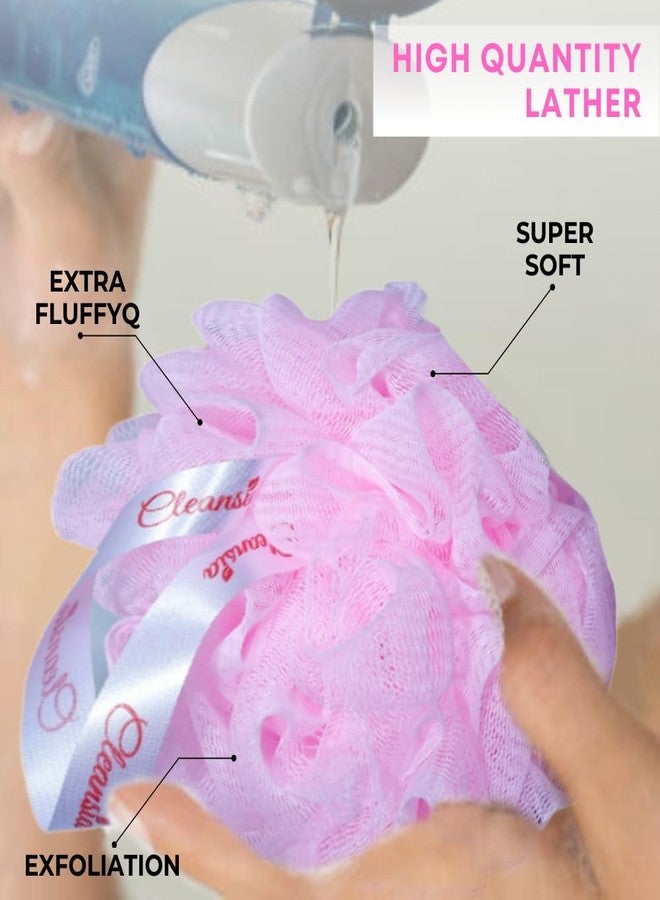 Cleansia Pack of 2 Bath Loofah Sponge Scrubber Exfoliator for High Lather Cleansing (Light Pink & Peach) - Image 4