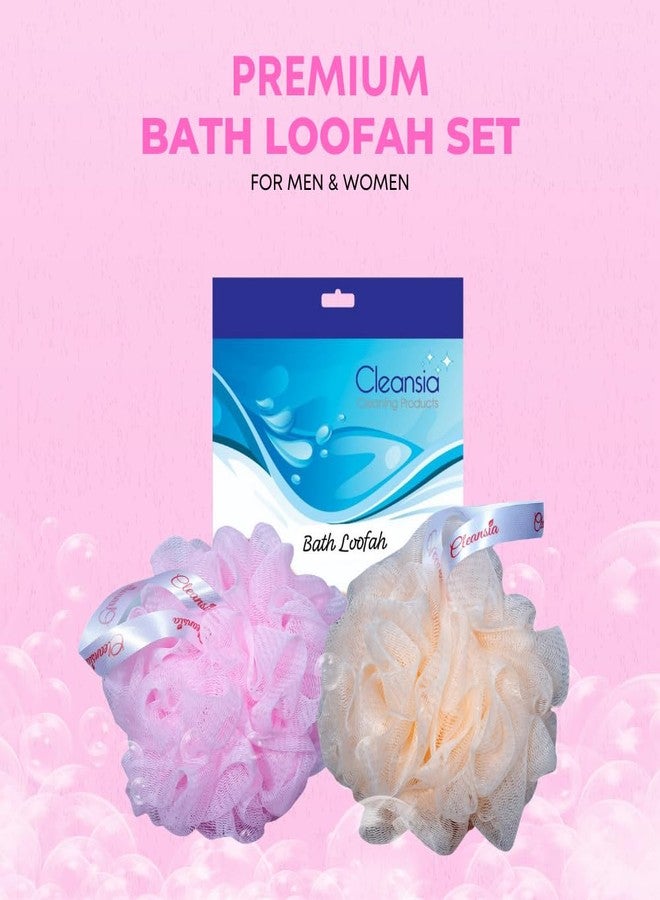 Cleansia Pack of 2 Bath Loofah Sponge Scrubber Exfoliator for High Lather Cleansing (Light Pink & Peach) - Image 2