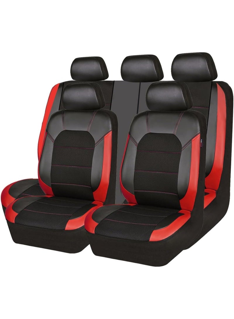 BUANIERT Universal Leather car seat Covers Sport fits Most Cars, SUVs, Trucks, and Vans (Full Set, Black Red) - Image 1