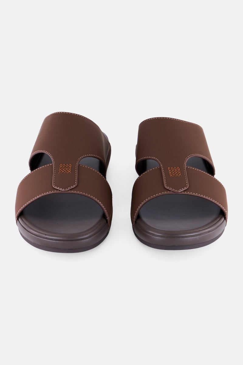 Algspar Men 2 Strap Slip On Arabic Sandals, Brown - Image 4