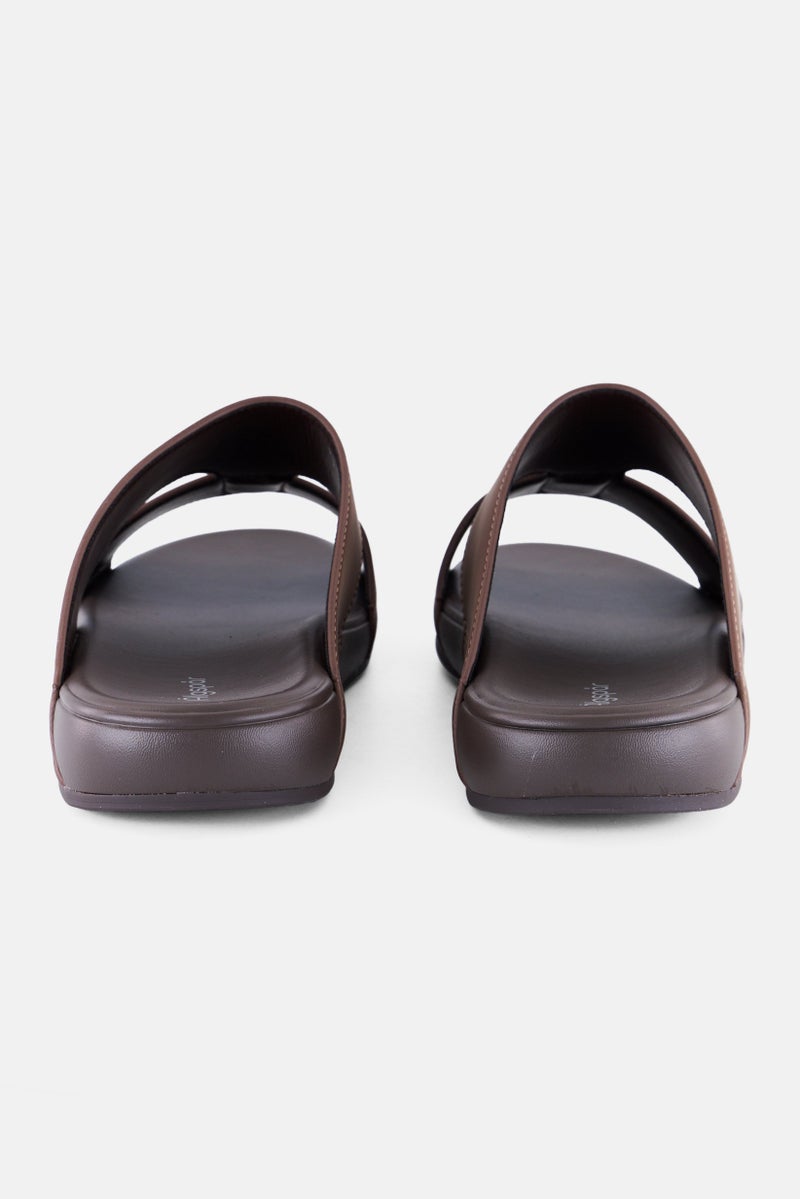 Algspar Men 2 Strap Slip On Arabic Sandals, Brown - Image 2