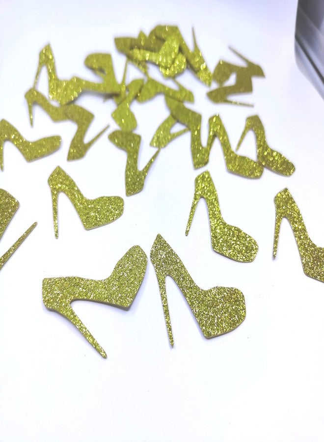 Giuffi 100 Counts High Heel Glitter Paper Cutouts Confetti for Bachelorette Party Decorations Wedding Bridal Shower Table Scatter - Gold - Image 3