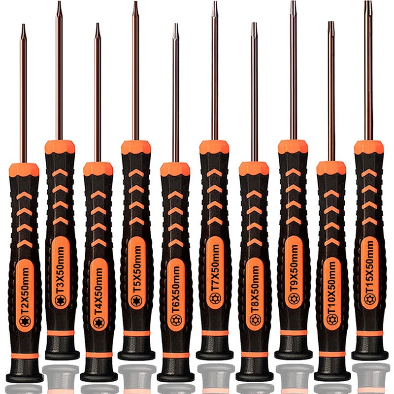 Torx Screwdriver Set of T2T15 TECKMAN 10Piece Magnetic Small Torx Security Screwdrivers with T2 T3 T4 T5 T6 T7 T8 T9 T10 T15 Star Screwdriver Tool Kit for XboxPS3PS4Computer Other Device