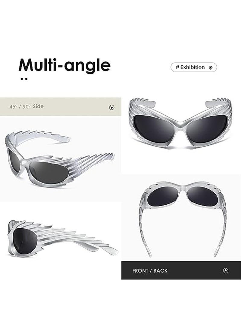 Inverted Hedgehog Sunglasses Y2k European and American Personalized Wings Riding Sunglasses Concave style ins Fashion Sunglasses Female - Image 5