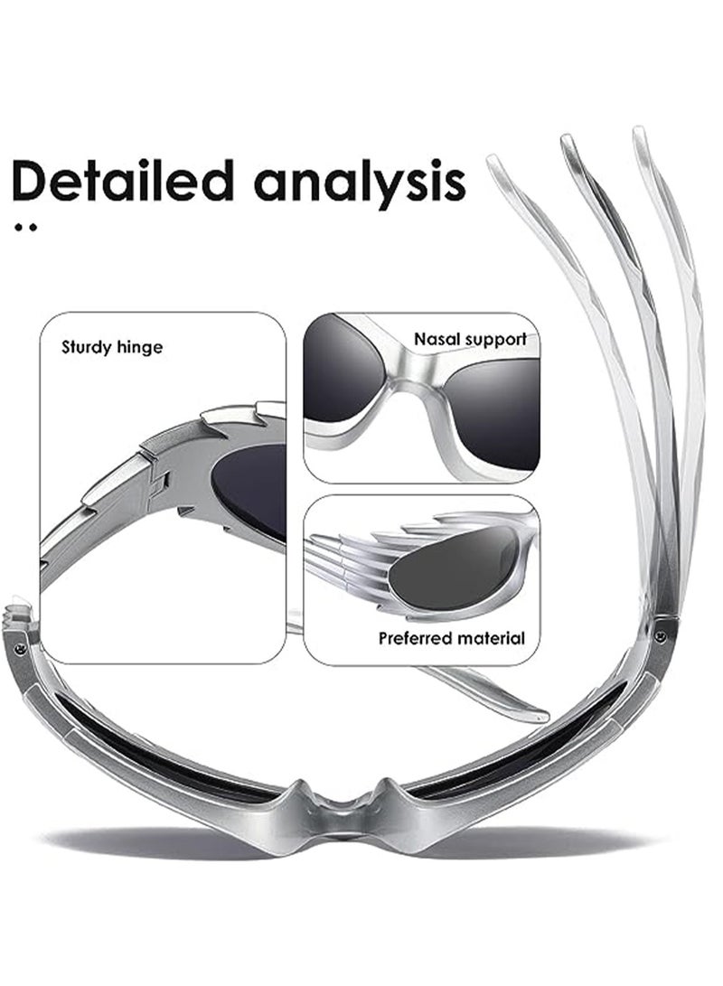 Inverted Hedgehog Sunglasses Y2k European and American Personalized Wings Riding Sunglasses Concave style ins Fashion Sunglasses Female - Image 3