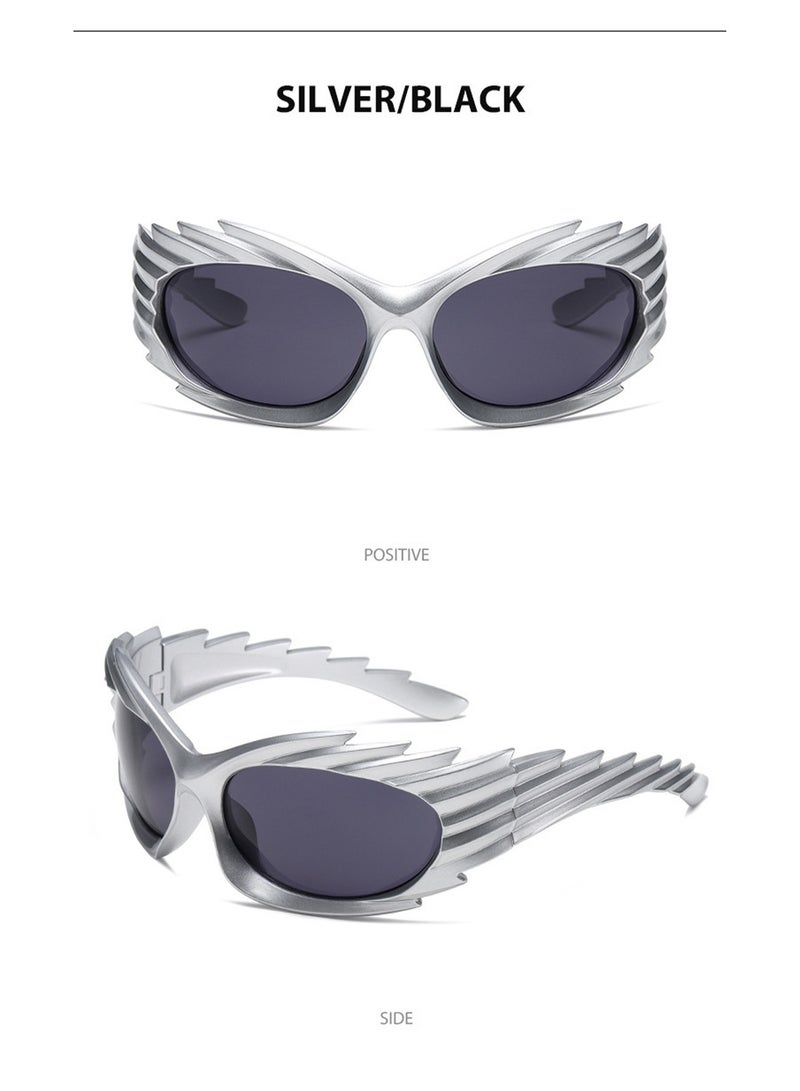 Inverted Hedgehog Sunglasses Y2k European and American Personalized Wings Riding Sunglasses Concave style ins Fashion Sunglasses Female - Image 4