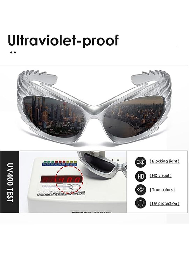 Inverted Hedgehog Sunglasses Y2k European and American Personalized Wings Riding Sunglasses Concave style ins Fashion Sunglasses Female - Image 2