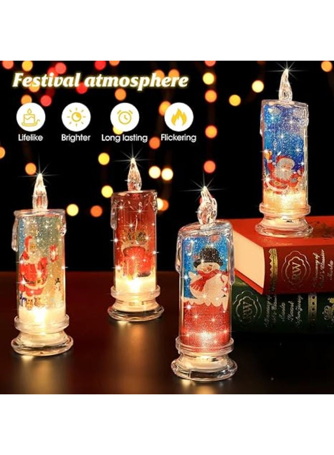 Flameless Candles with Santa Claus, Snowman,Decals Set of 4, Battery Operated - Image 3