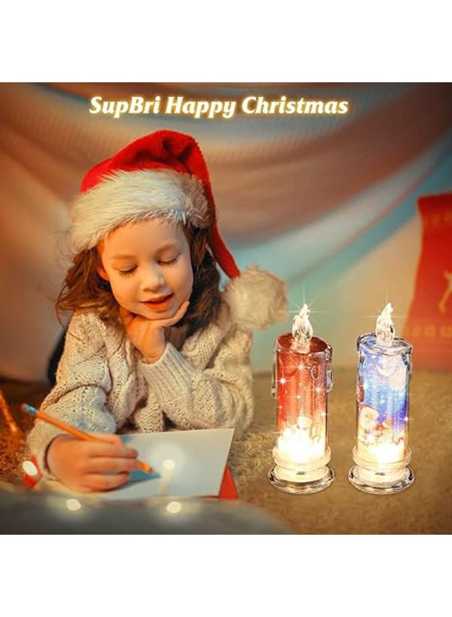 Flameless Candles with Santa Claus, Snowman,Decals Set of 4, Battery Operated - Image 4