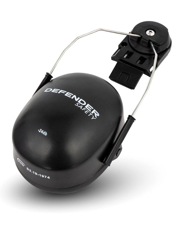 Defender Safety Defender Safety H1 Helmet Attachable Ear Muffs, 24dB ANSI Ear Protection for Construction with Hard Hat Mounting Adaptors  - Image 2