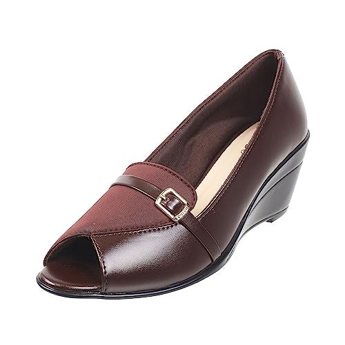 Metro Women Brown Synthetic Leather Peeptoes UK/5 EU/38 (31-288) - Image 1