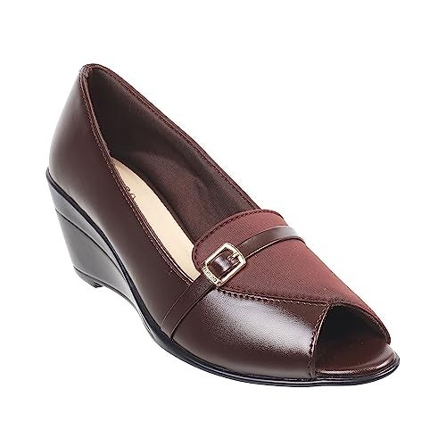 Metro Women Brown Synthetic Leather Peeptoes UK/5 EU/38 (31-288) - Image 2