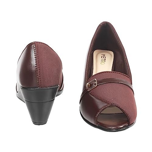 Metro Women Brown Synthetic Leather Peeptoes UK/5 EU/38 (31-288) - Image 5
