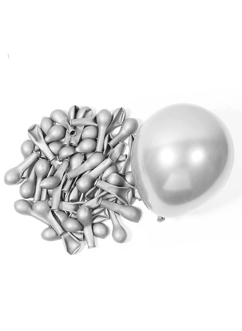 Party Time 25 قطعة بالونات فضية كروم 5 بوصة بالونات معدنية لحفلات الزفاف والفعاليات وزينة عيد الميلاد - Image 1