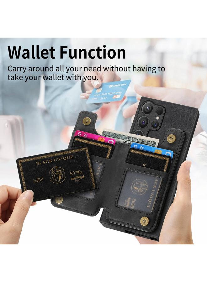 S-TOP Case For Samsung Galaxy S24 Ultra 5G Retro Leather Zipper Wallet Back Phone Case - Image 3