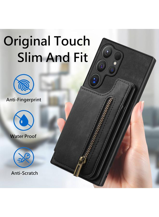 S-TOP Case For Samsung Galaxy S24 Ultra 5G Retro Leather Zipper Wallet Back Phone Case - Image 5