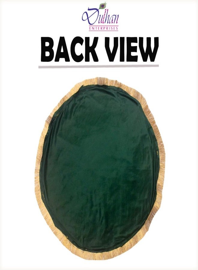 Dulhan 2 pcs Round Golden Border Plain Velvet 20 inch Thali Cover for Women Pooja, Yellow & Green Thaalposh/Puja aasan Cloth for Wedding Puja thali Decoration, Diwali, Various Rituals Enterprises - Image 5